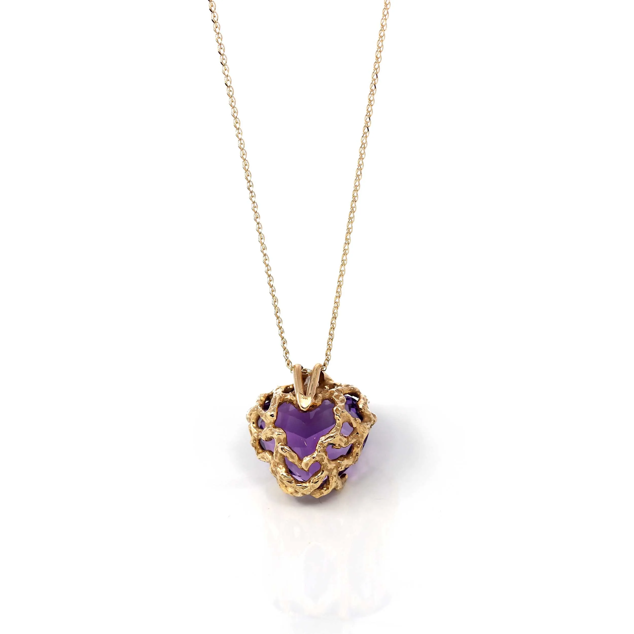 14k Yellow Gold Genuine AAA Royal Amethyst Pendant Necklace