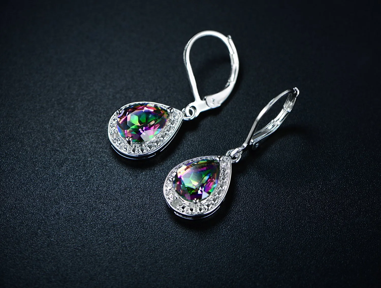 18K White Gold Plated Crystal Teardrop Earrings
