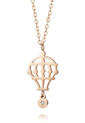 Freedom Hot Air Balloon with 0.005 Ct Diamond Rose Gold Necklace