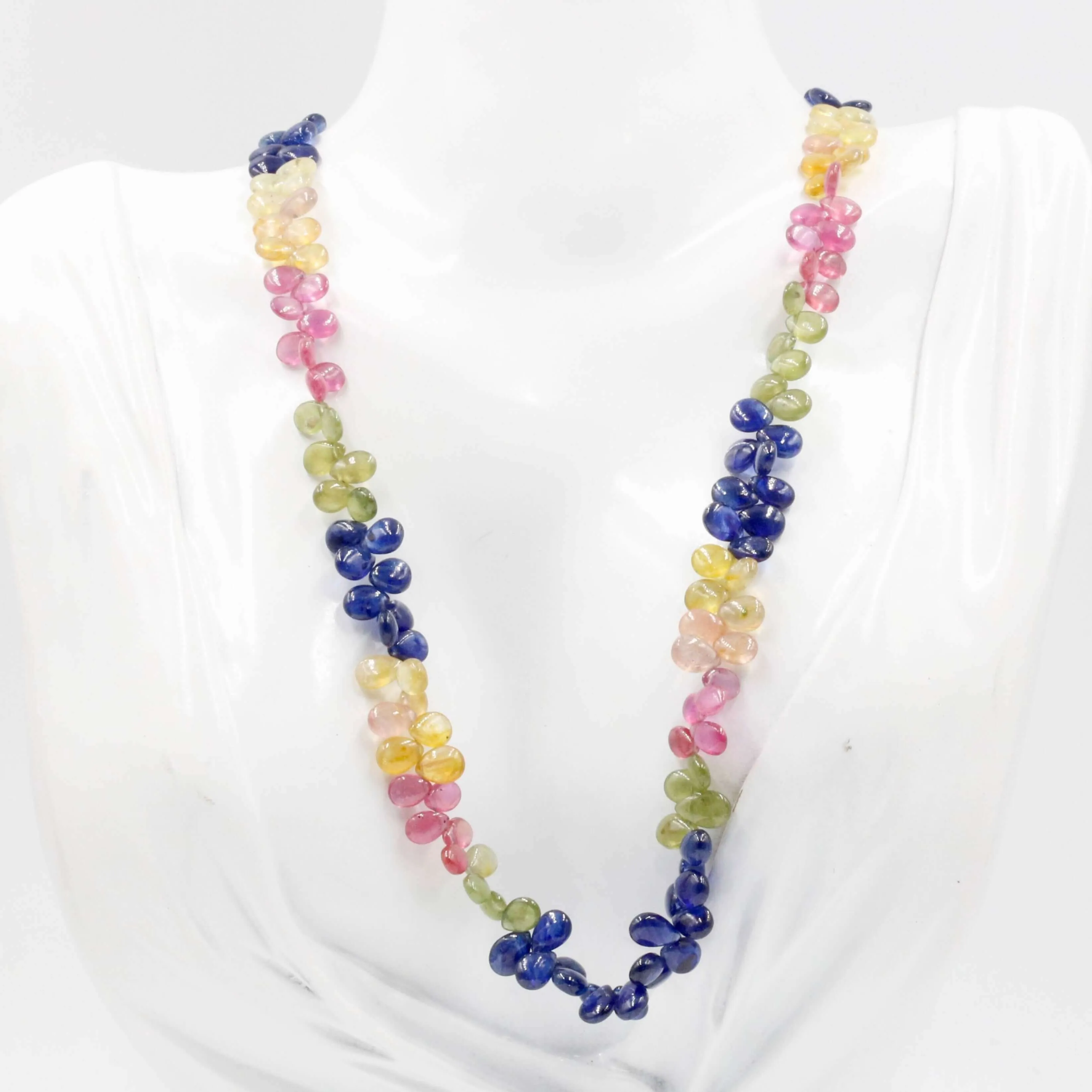 Multi Color Sapphire Necklace Natural Sapphire Necklace Multi Color Sapphire Beaded Gemstone Necklace Sapphire Necklace Sarafa SKU: 6142952
