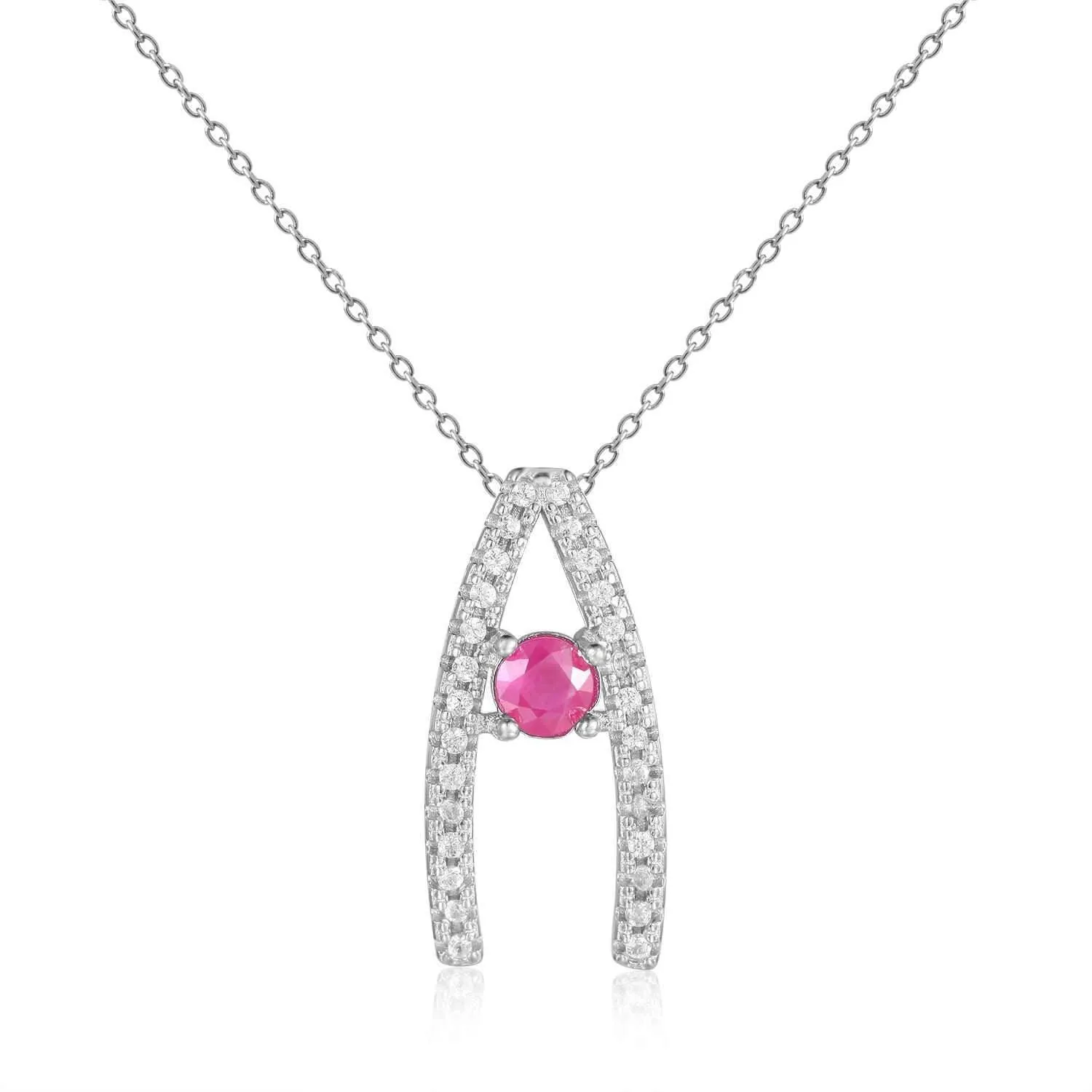 Ruby Letter "A" Round Shaped Necklace