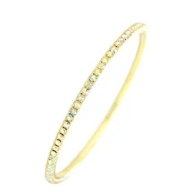 Thin Gold Tone Bangle Bracelet with AB Crystals
