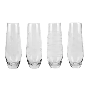 Top Shelf Decorative Stemless Champagne Glass Set, Set of 4